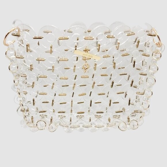 NEW Cult Gaia Jasmin Acrylic Shoulder Bag - Clear/Gold Tone - Picture 10 of 14